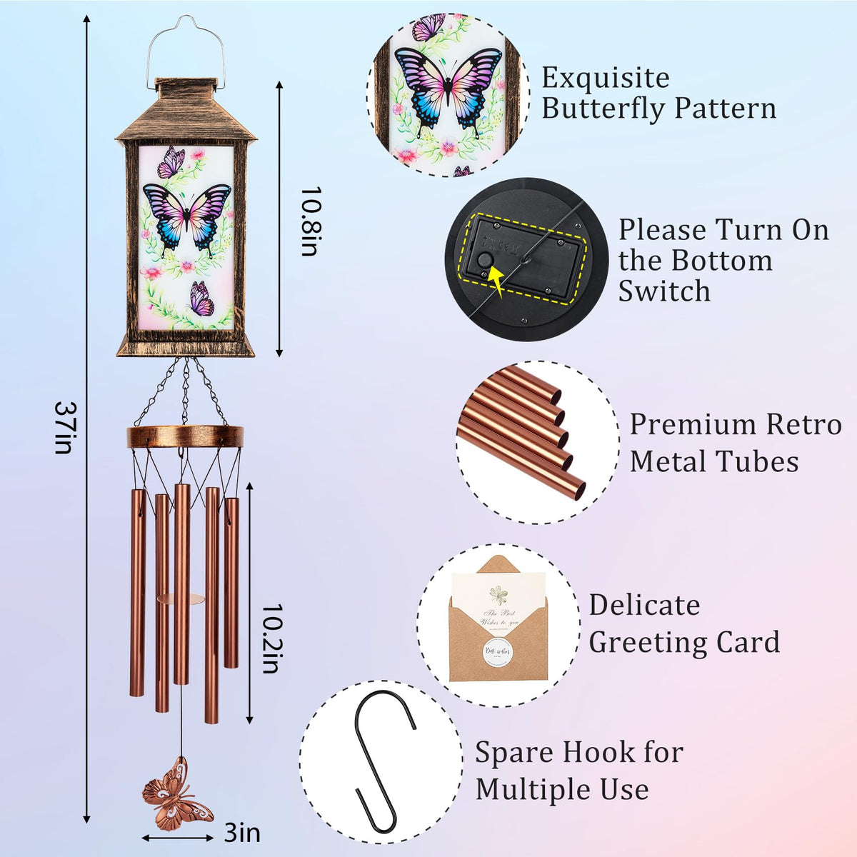 YHmall butterfly wind chimes create a gentle garden path ambience.