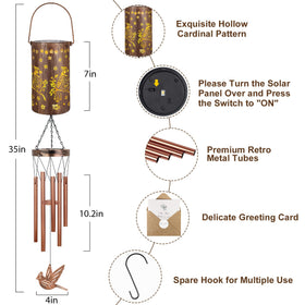YHmall cardinal wind chimes with durable iron garden decor