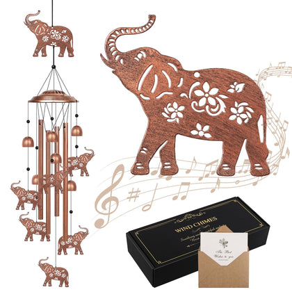 YHmall Elephant Wind Chime 35-inch outdoor decor for gentle garden ambiance.