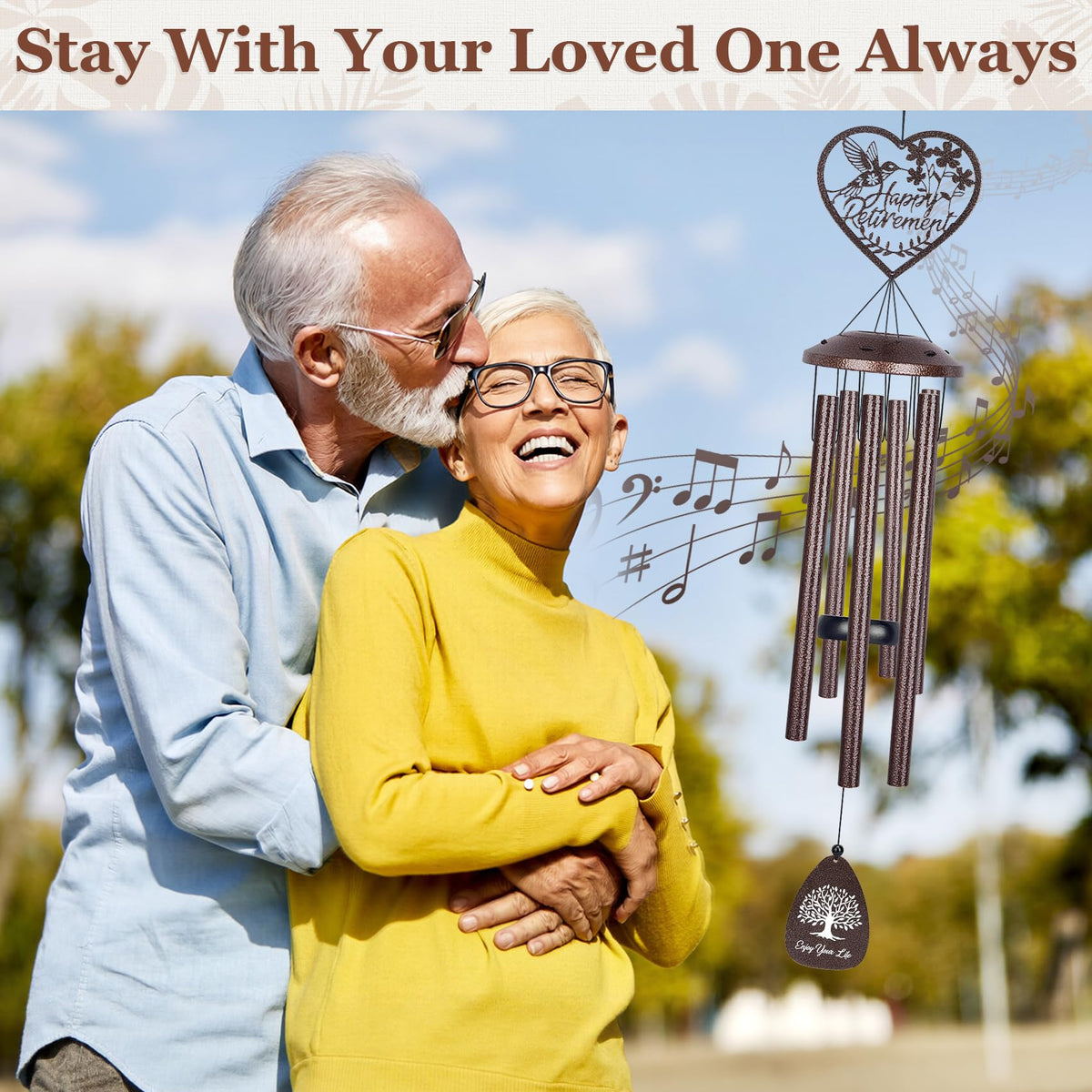 YHmall wind chime with heart pendant adds a personal retirement touch