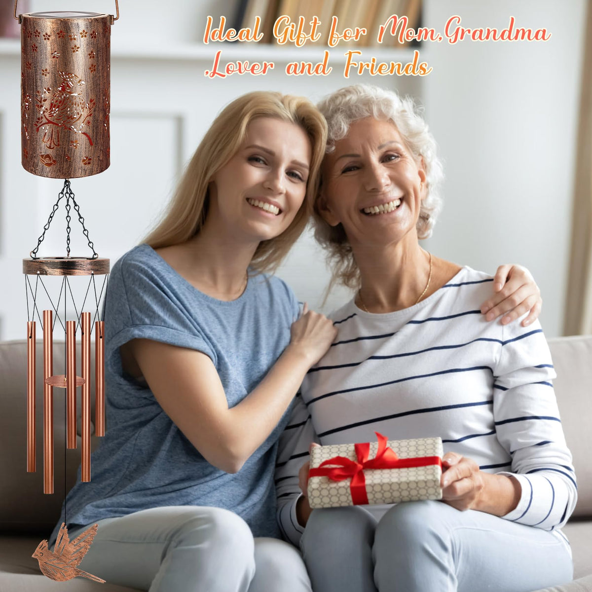 YHmall solar wind chimes cardinal tubes create deep tones