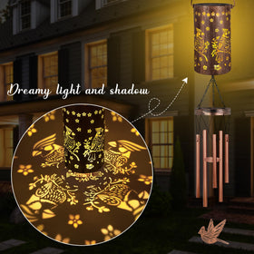 YHmall solar wind chimes garden light illuminating at night