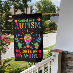 yhogxte autism awareness flag fabric close-up shows durable polyester