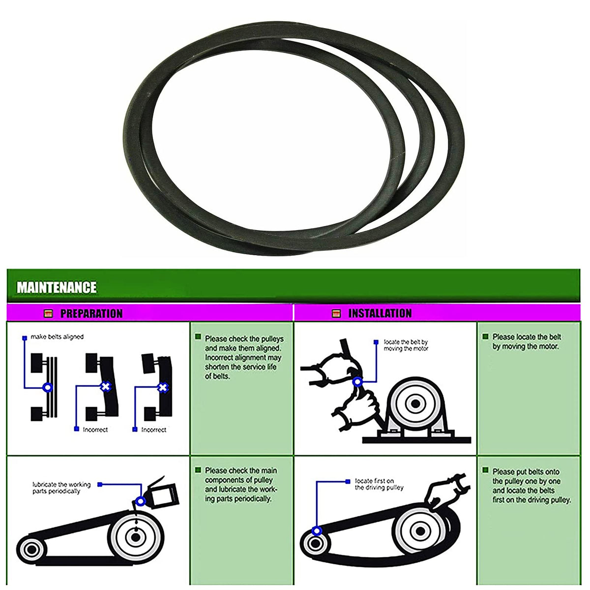 yhoparts 1/2 inch by 104 inch deck belt offers precise drive tension