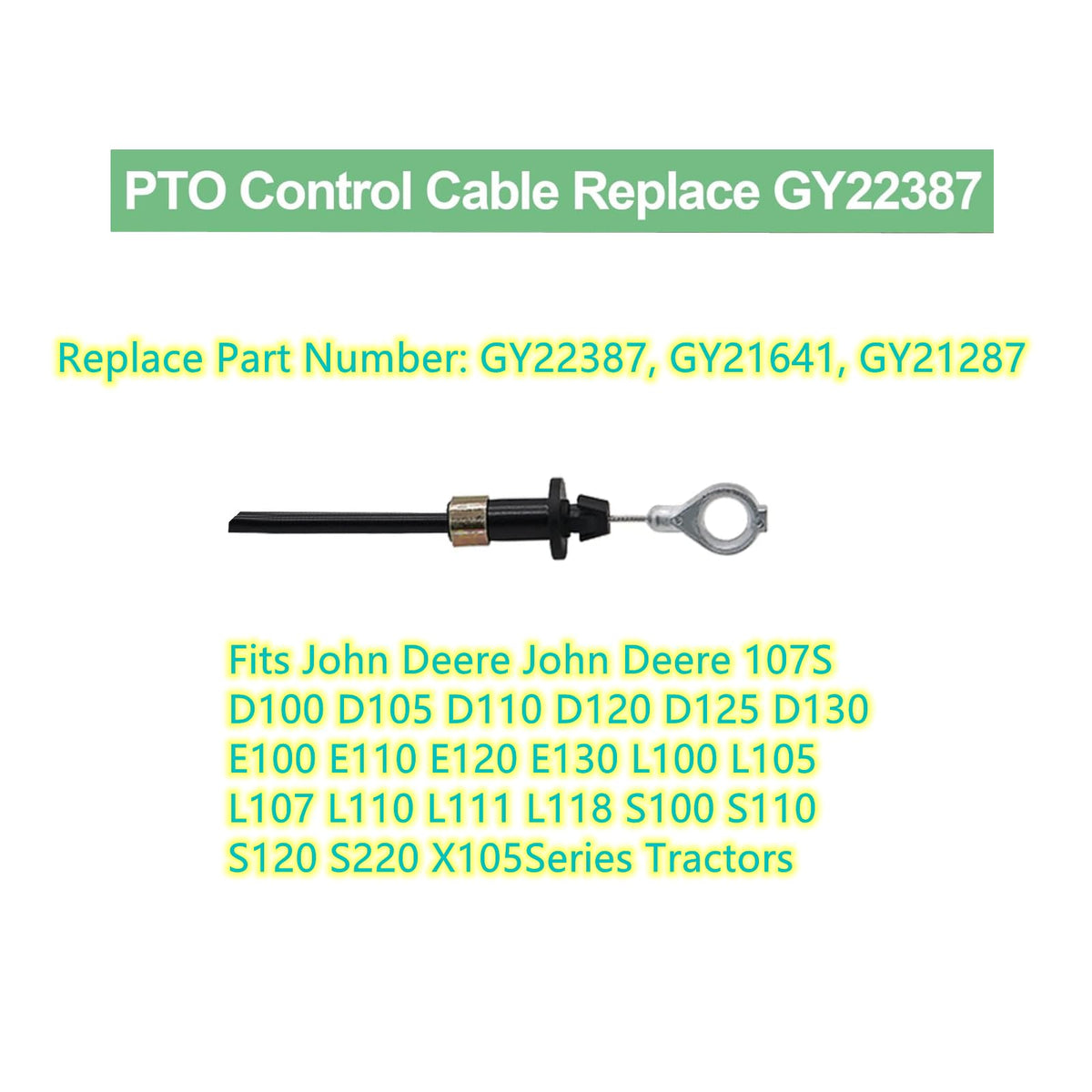 Yhoparts PTO control cable GY21641 closeup, robust components for field use