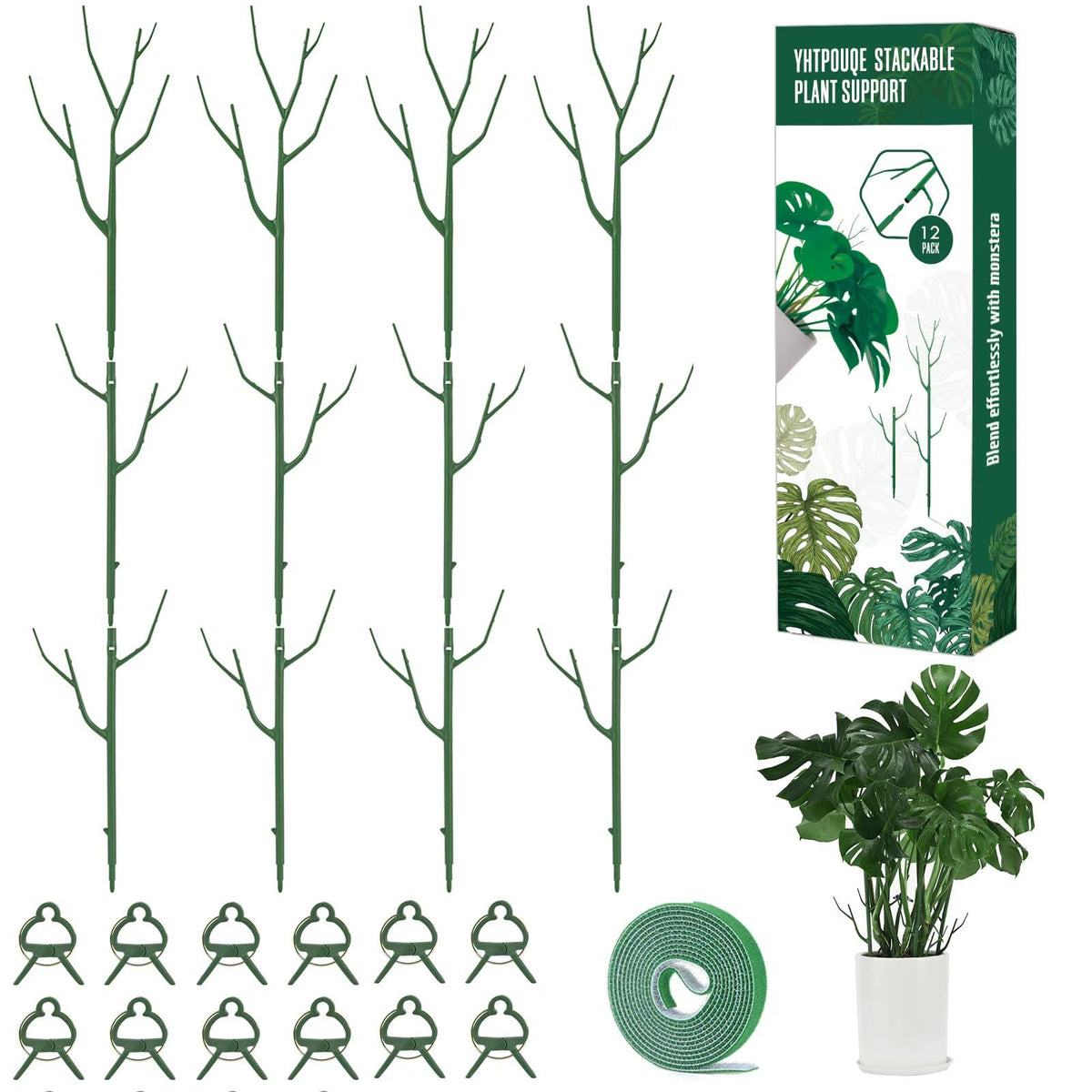 Yhtpouqe plant stakes provide sturdy support for tall houseplants.