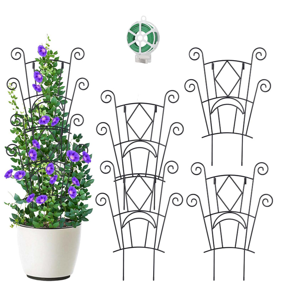 Yhtpouqe stackable metal plant trellis 4-pack supporting climbing plants indoors or outdoors
