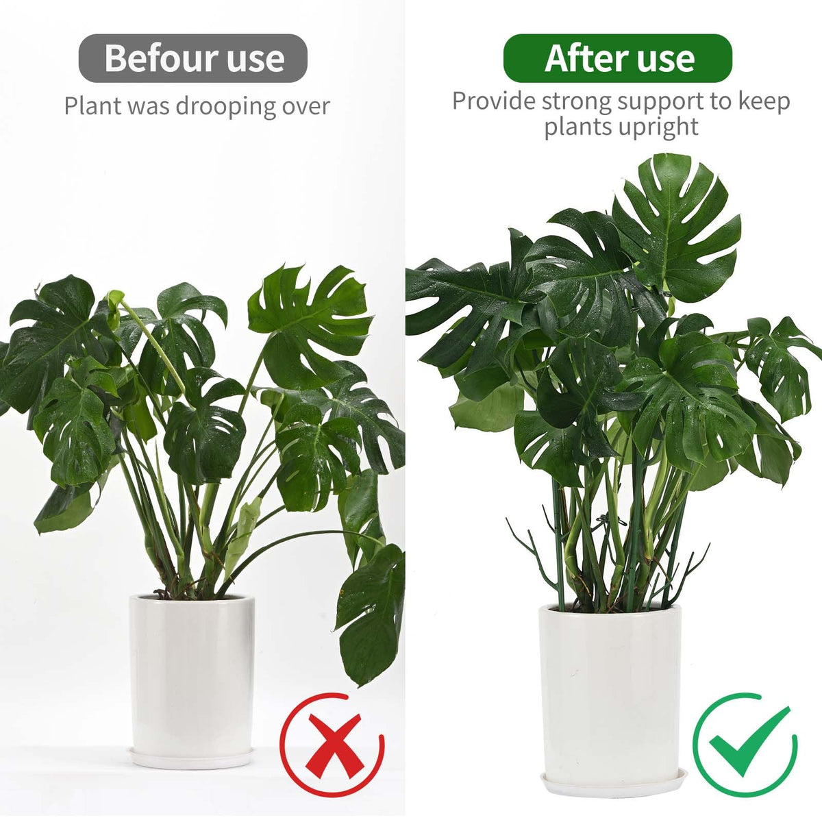 Yhtpouqe stackable design blends with greenery for discreet staking.