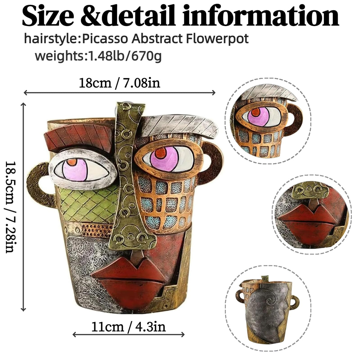 Yhupl abstract face flower pot adds colorful artistic vibes to any room.