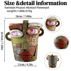 Yhupl abstract face flower pot adds colorful artistic vibes to any room.