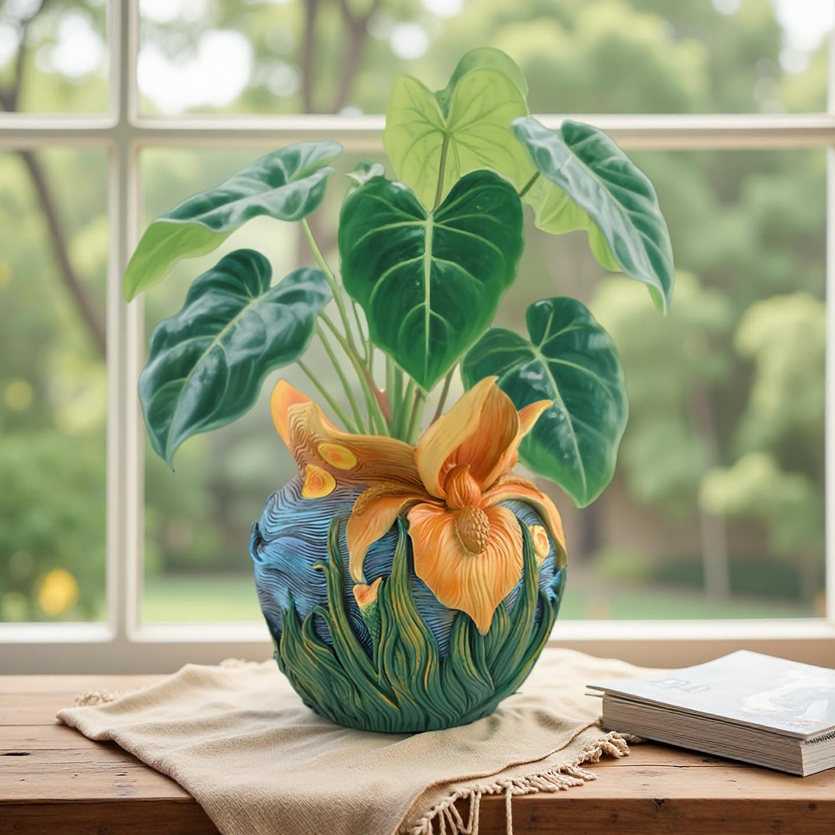 Yhupl Petal rim design planter enhances table decor with dimensional flair