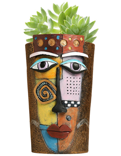 Yhupl Picasso face pot front view adds an artistic focal point for interiors