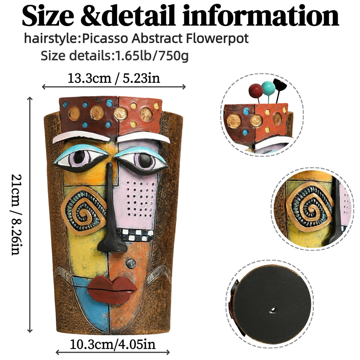 Yhupl Picasso face pot side view showcases depth and sculpture-like profile