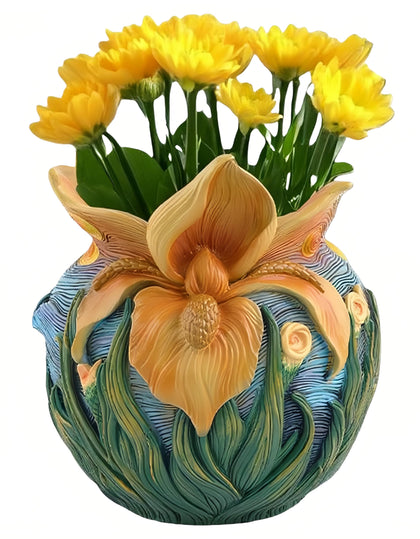 Yhupl Starry Night planter with abstract art design for chic living room decor