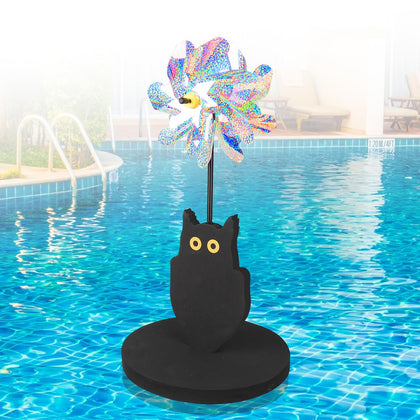 YIBOBO floating pinwheel with owl deters birds from pool surfaces with gleaming motion.