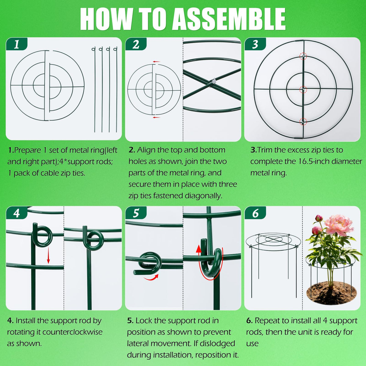 YIBOBO rose cage system helps prevent stem leaning