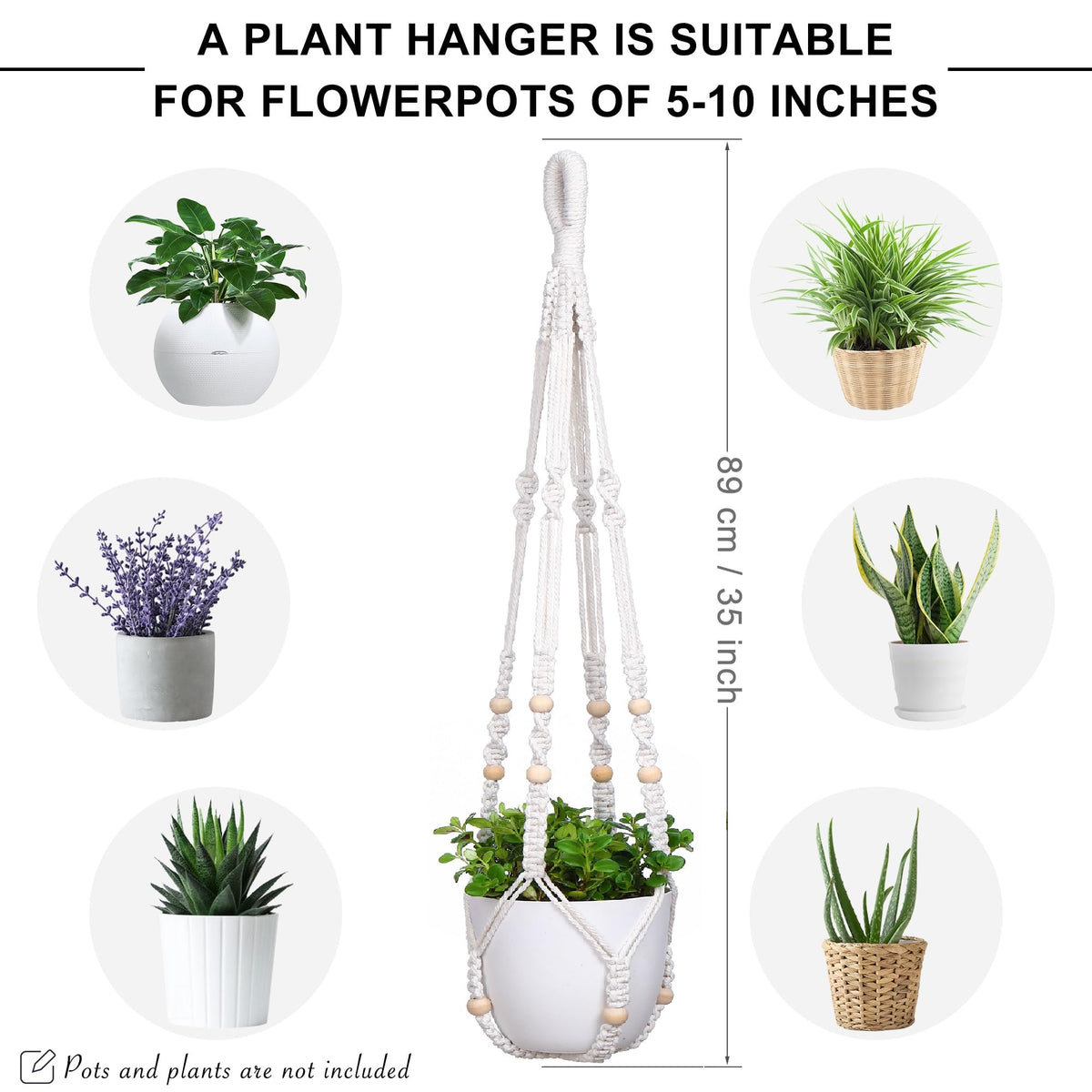YIBOT Macrame hanger fits 4–15 inch pots for versatile styling