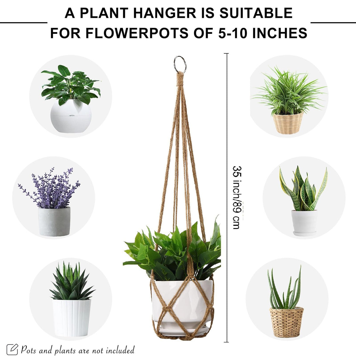 YIBOT macrame plant hanger with S-hooks for quick, secure pot mounting.