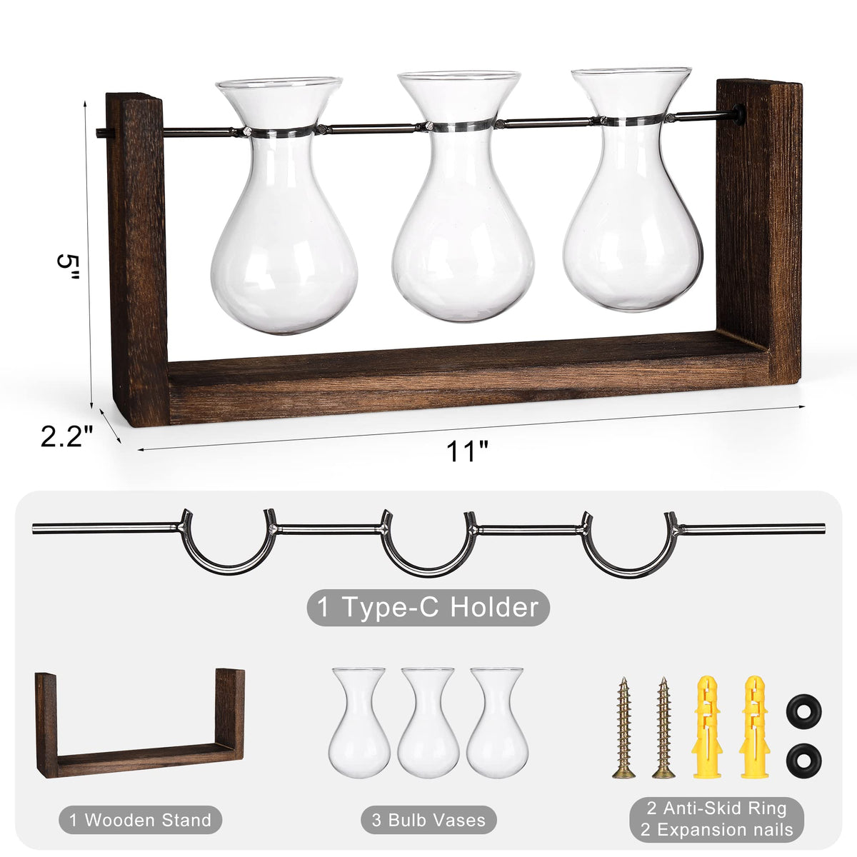 YIBOT hydroponics vase with bracket facilitates simple water changes.