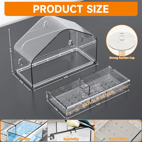 Yieach transparent seed tray bird feeder reveals birds at the feeder