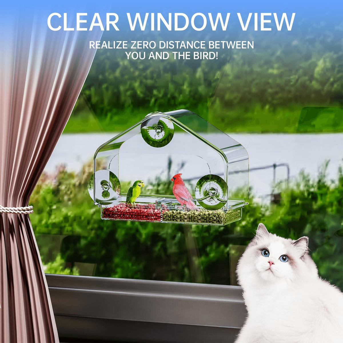 Yieach window feeder with strong suction cups ensures secure placement