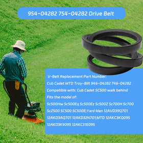 YIEHRNS belt packaging showing Cub Cadet and Troy-Bilt compatibility