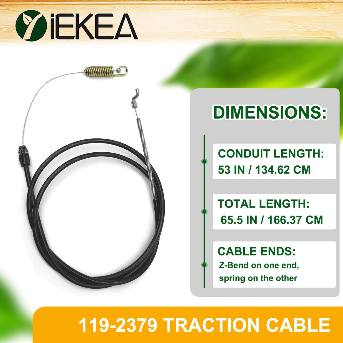 Z-bend end with spring-equipped traction cable for Toro mower