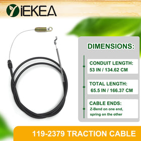 Z-bend end with spring-equipped traction cable for Toro mower