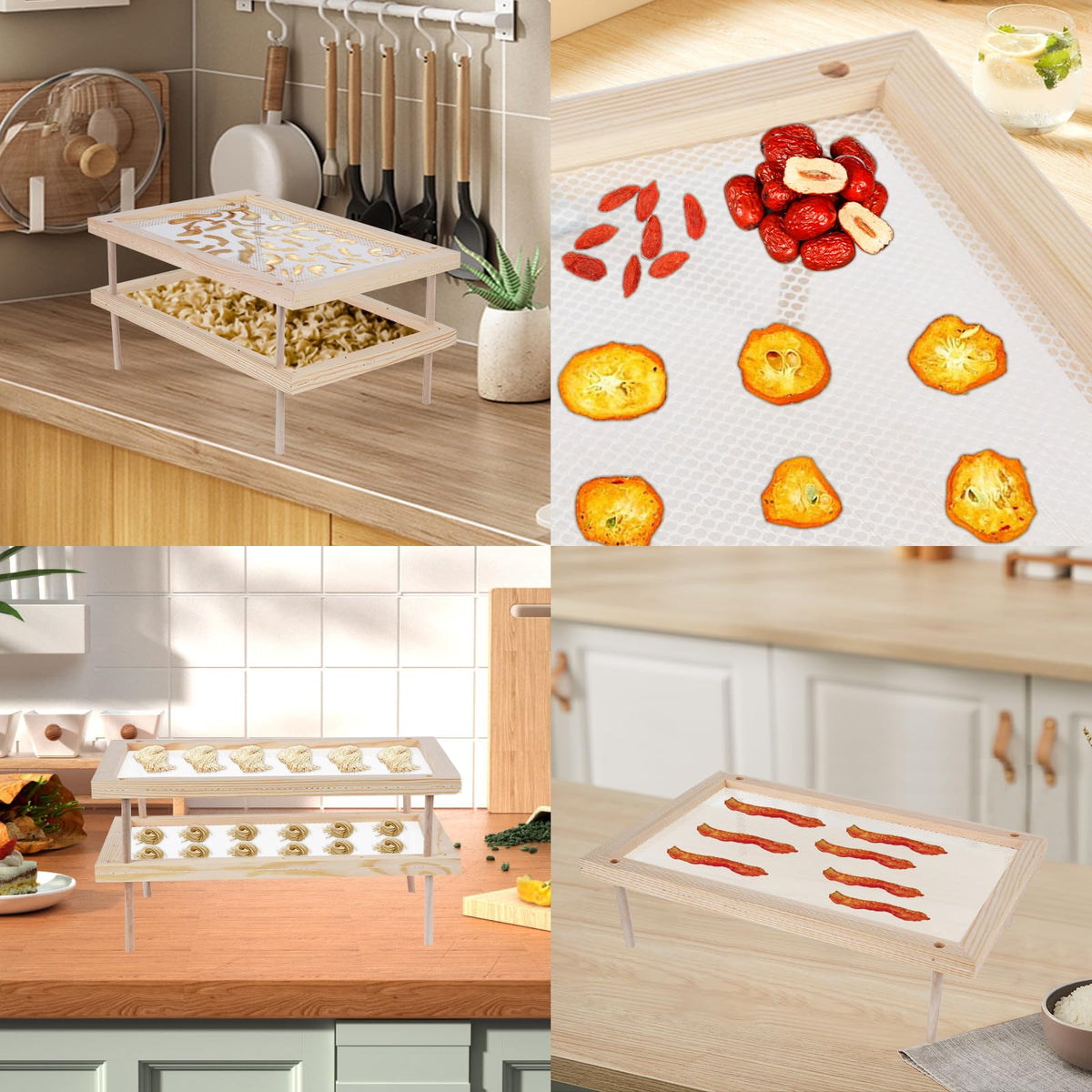 YiePhiot herb drying rack includes eight sticks for sturdy layer spacing.