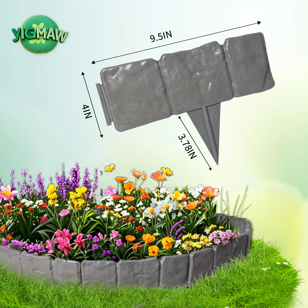 YIGMAW garden edge with quick-fit design for easy, tool-free installation.