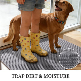 YIHOUSE door mat with low-profile edges allows smooth door movement