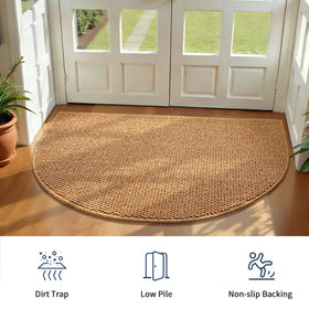YIHOUSE Half Circle Rug showcases a slim profile that fits under doors smoothly.