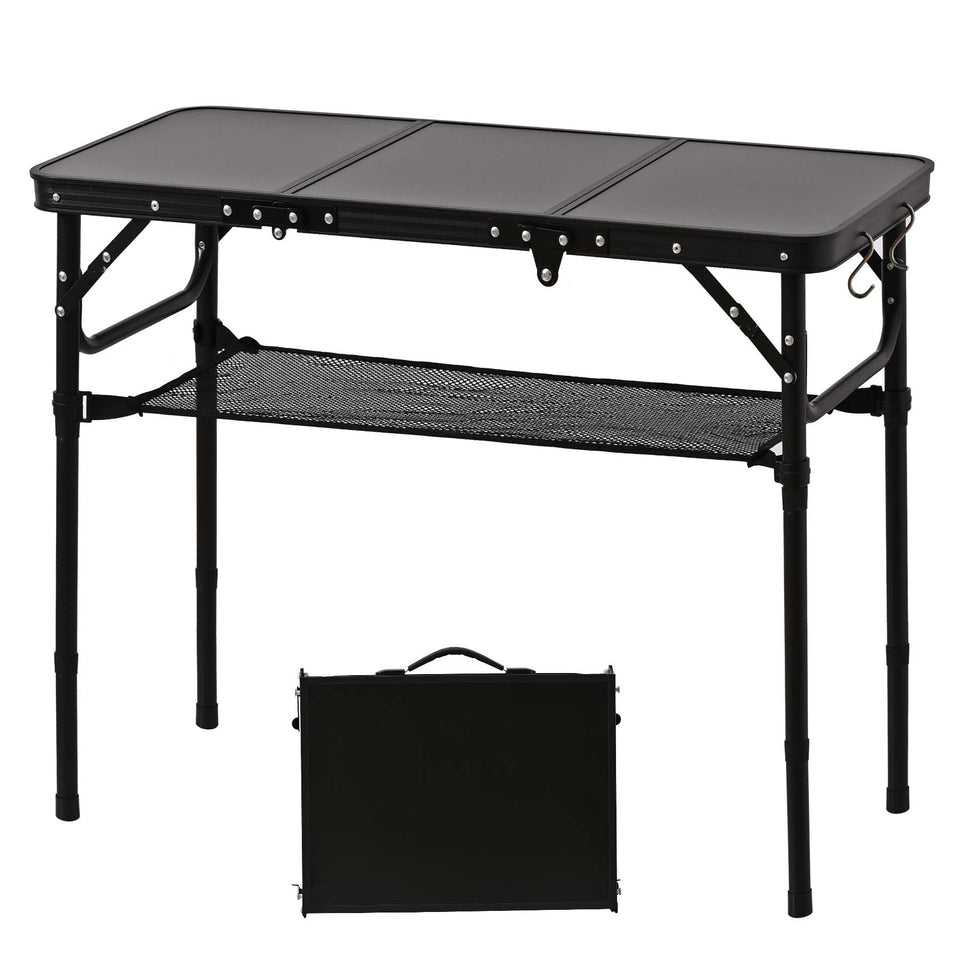 YihuiKo folding picnic table closed for compact carry and storage.
