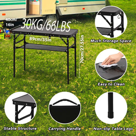 YihuiKo table with S-hooks for hanging bottles and lights.