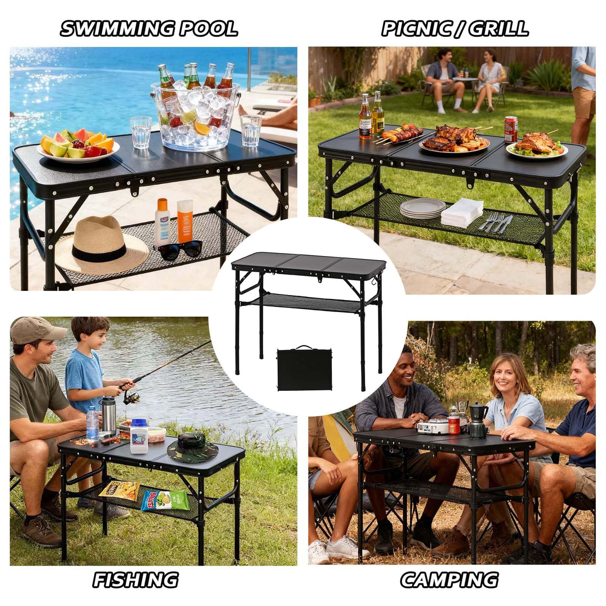 YihuiKo portable outdoor table ideal for camping and picnics.