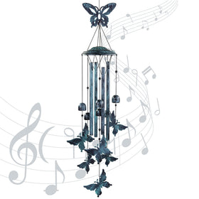 Yiiwinwy butterfly wind chimes outdoors with blue-green finish for soothing ambience