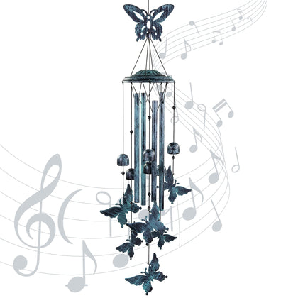Yiiwinwy butterfly wind chimes outdoors with blue-green finish for soothing ambience