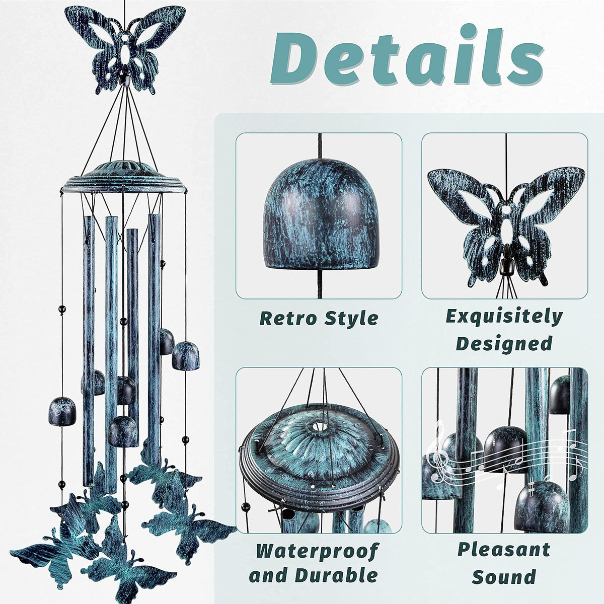 Yiiwinwy outdoor decoration with aluminum tubes for crisp, lasting sounds