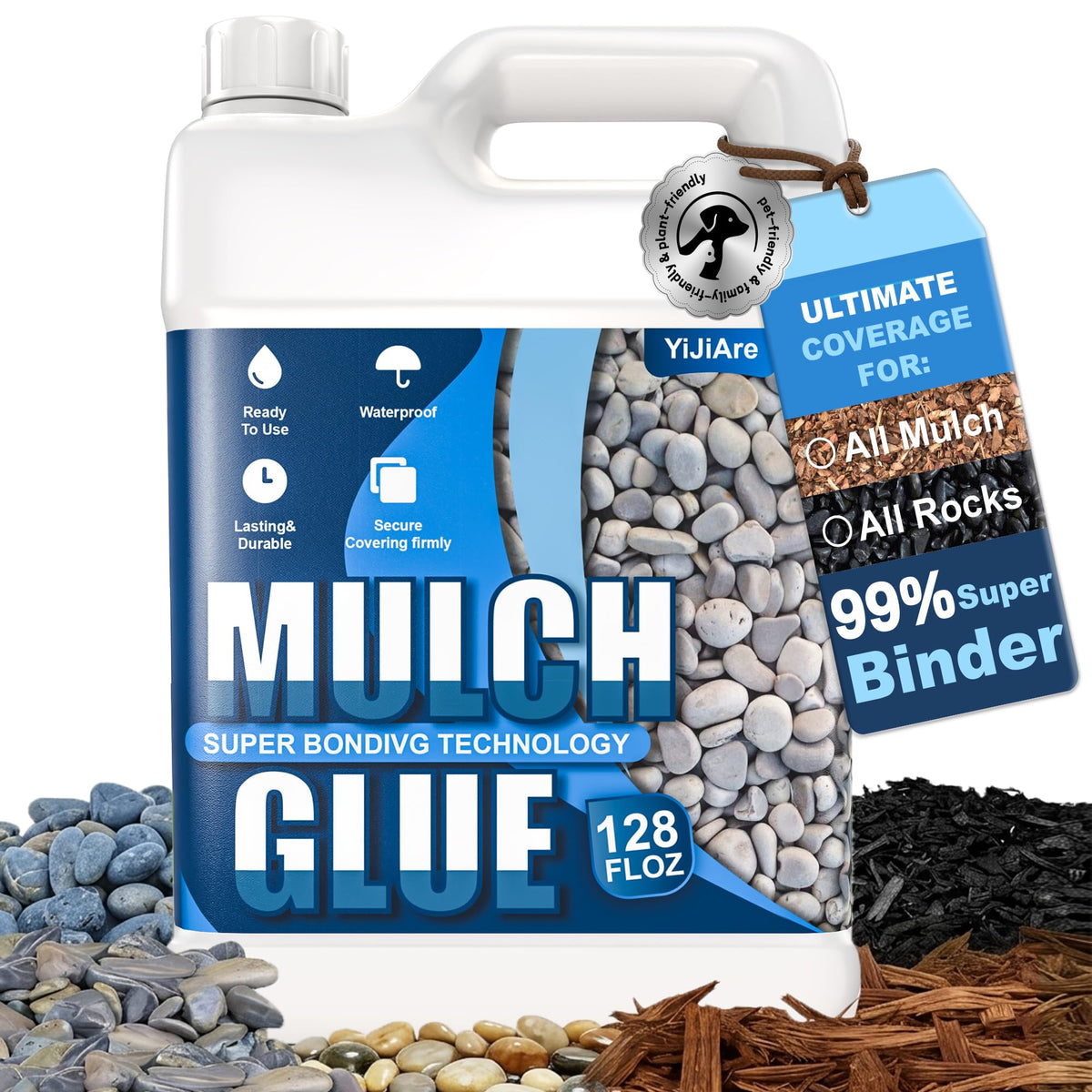 YiJiAre mulch glue ready-to-use sprayer bonds mulch quickly for tidy landscapes.