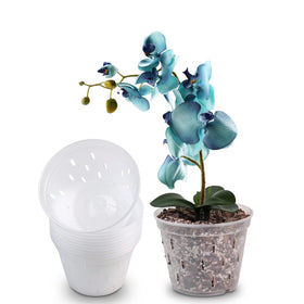 YIKUSH orchid pot with holes, clear 4.5-inch view for easy root observation and drainage.