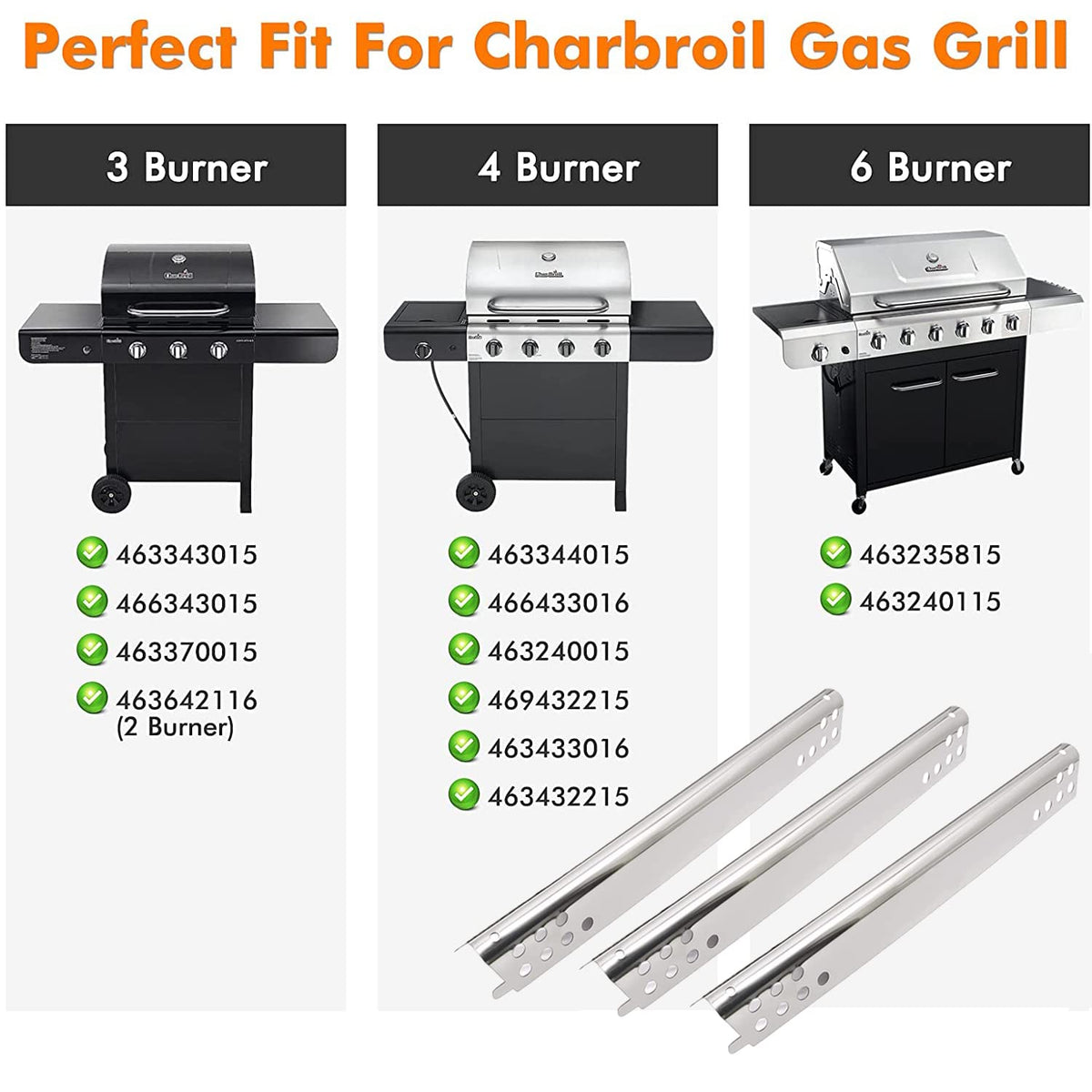 Yiming carryover tube for Char-Broil Advantage 3-burner ensures steady flame flow.