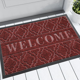 Yimobra Christmas door mat with groove pattern and WELCOME for dirt trapping at the entry