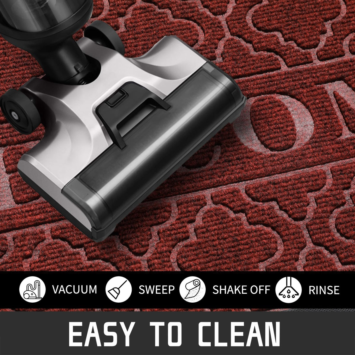 Yimobra door mat is easy to clean with broom or power washer