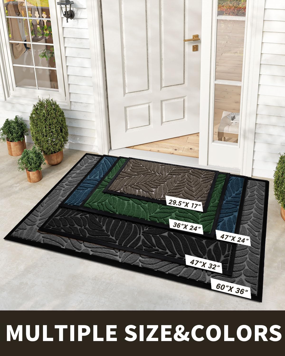 Yimobra door mat with leaf-pattern front view adds style and function to entryways