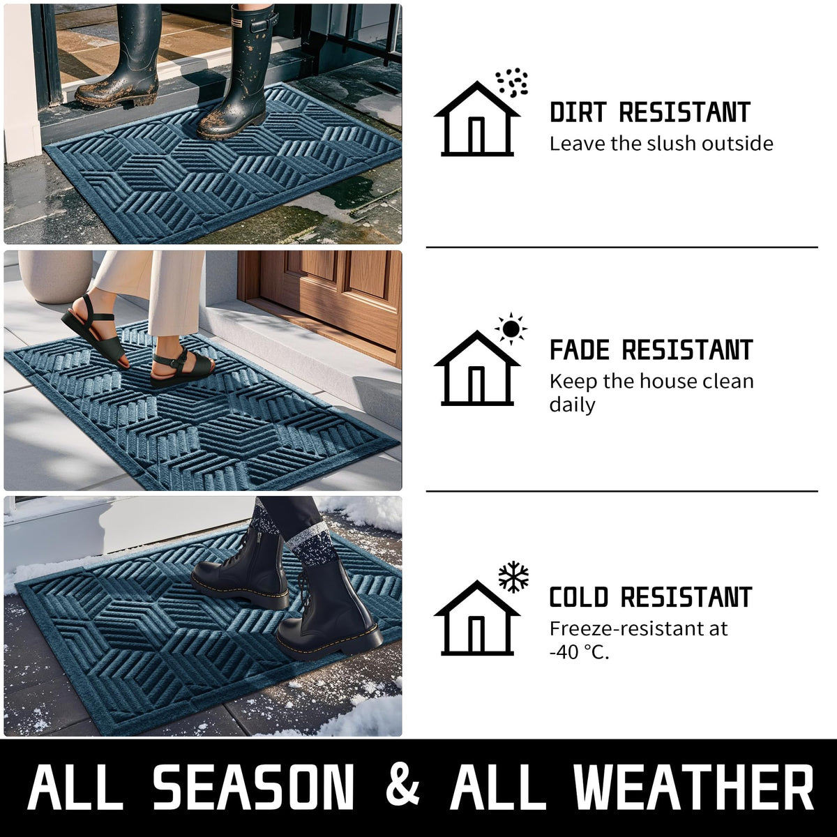 Yimobra natural rubber mat provides non-slip grip in rain or snow.
