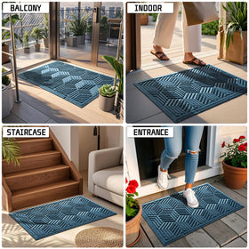 Yimobra waterproof doormat resists wear and fading on outdoor surfaces.