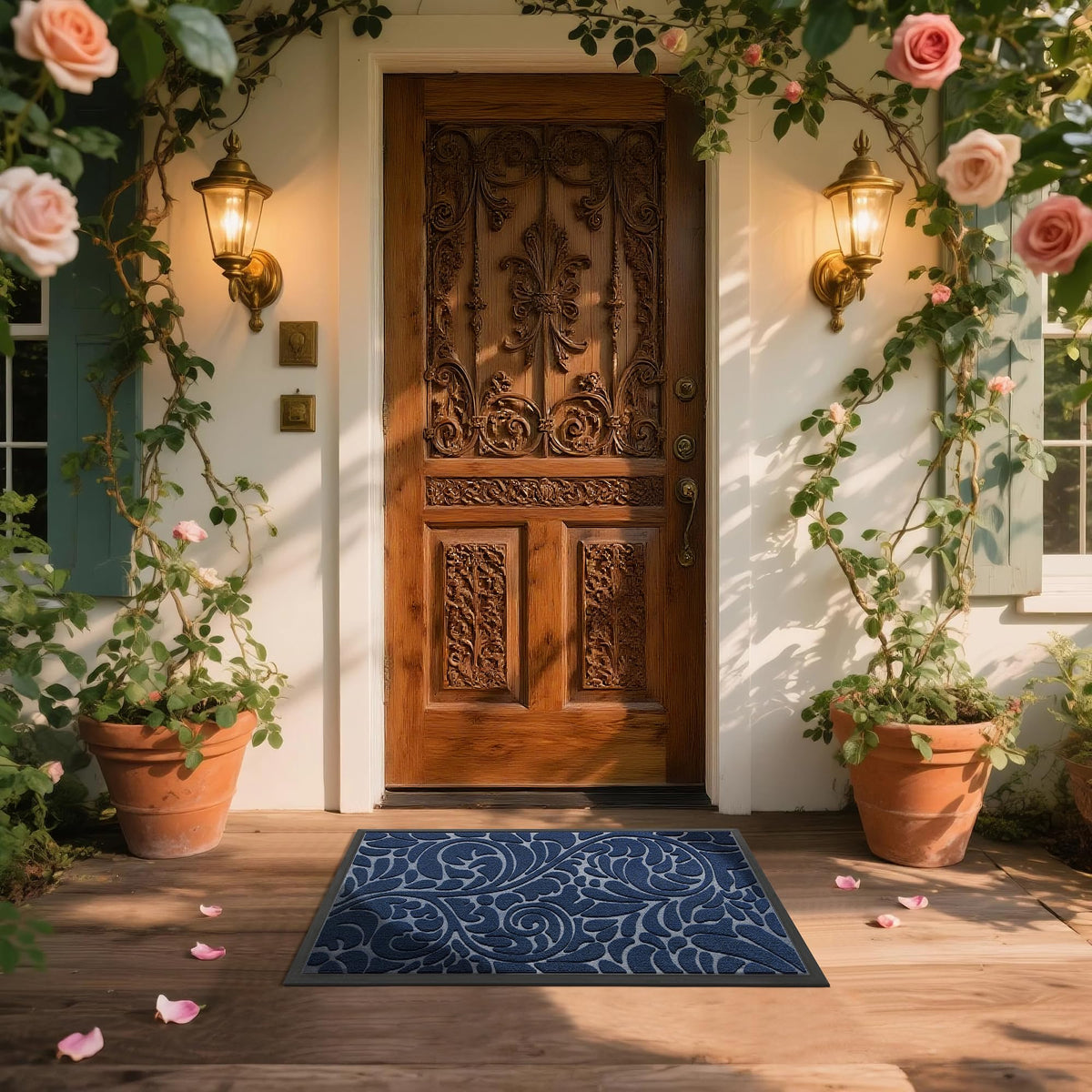 Yimobra door mat rubber edge drains water and dries quickly