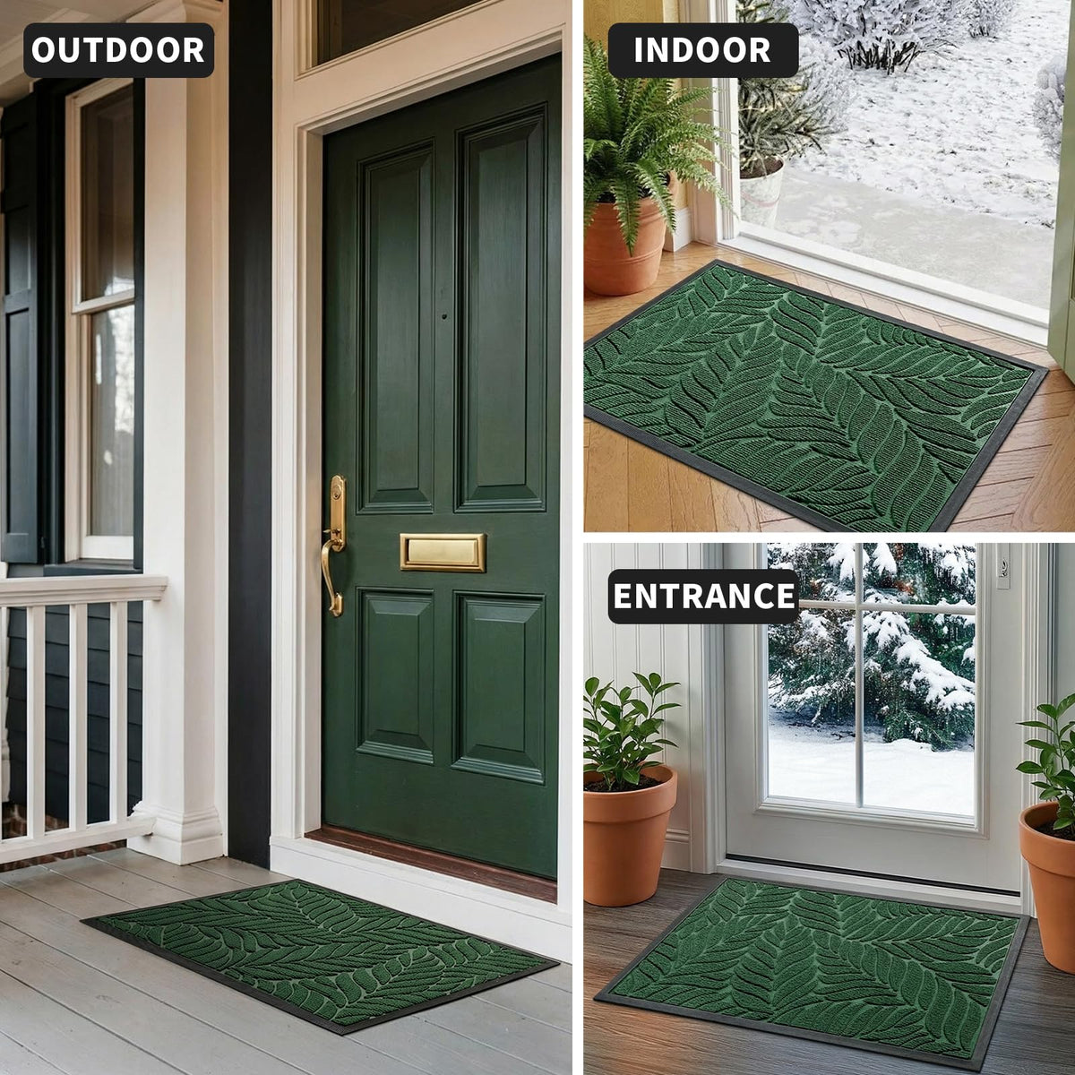 Yimobra easy-clean door mat being brushed clean after a muddy day.