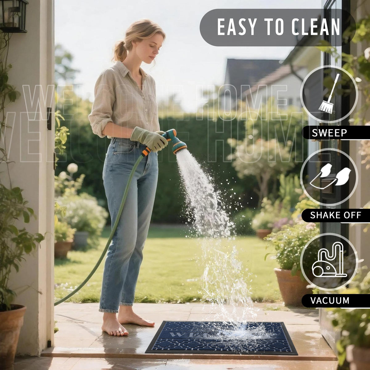 Yimobra front mat is easy to clean and maintain.