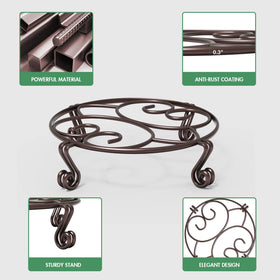 Yimobra heavy-duty round plant stand in brown displays indoor decor